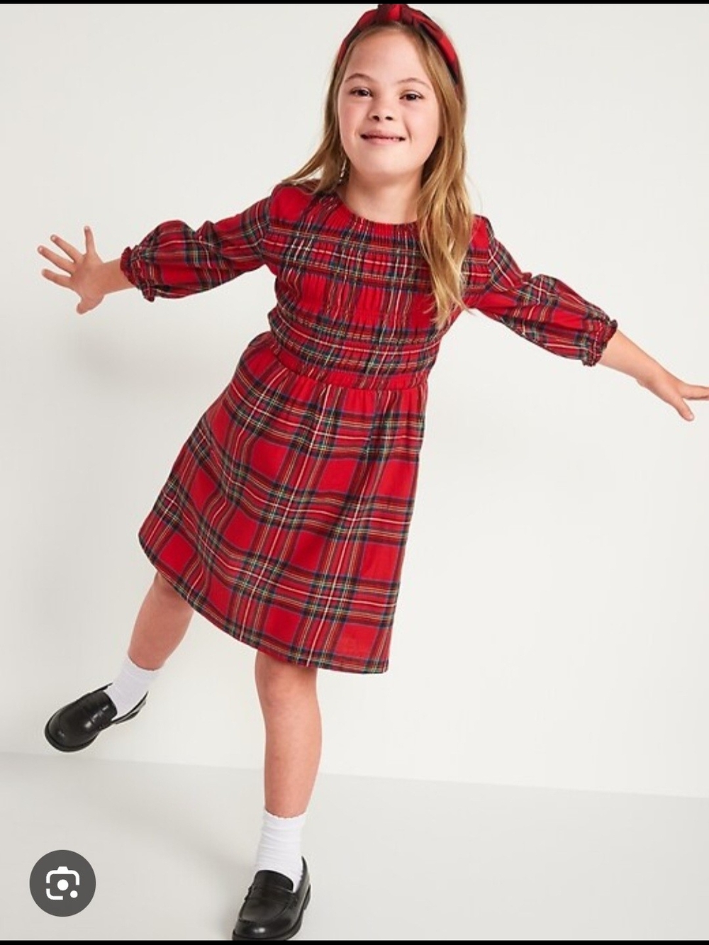 Old Navy Red Plaid Flannel Smocked  Dress Size XL 14-16